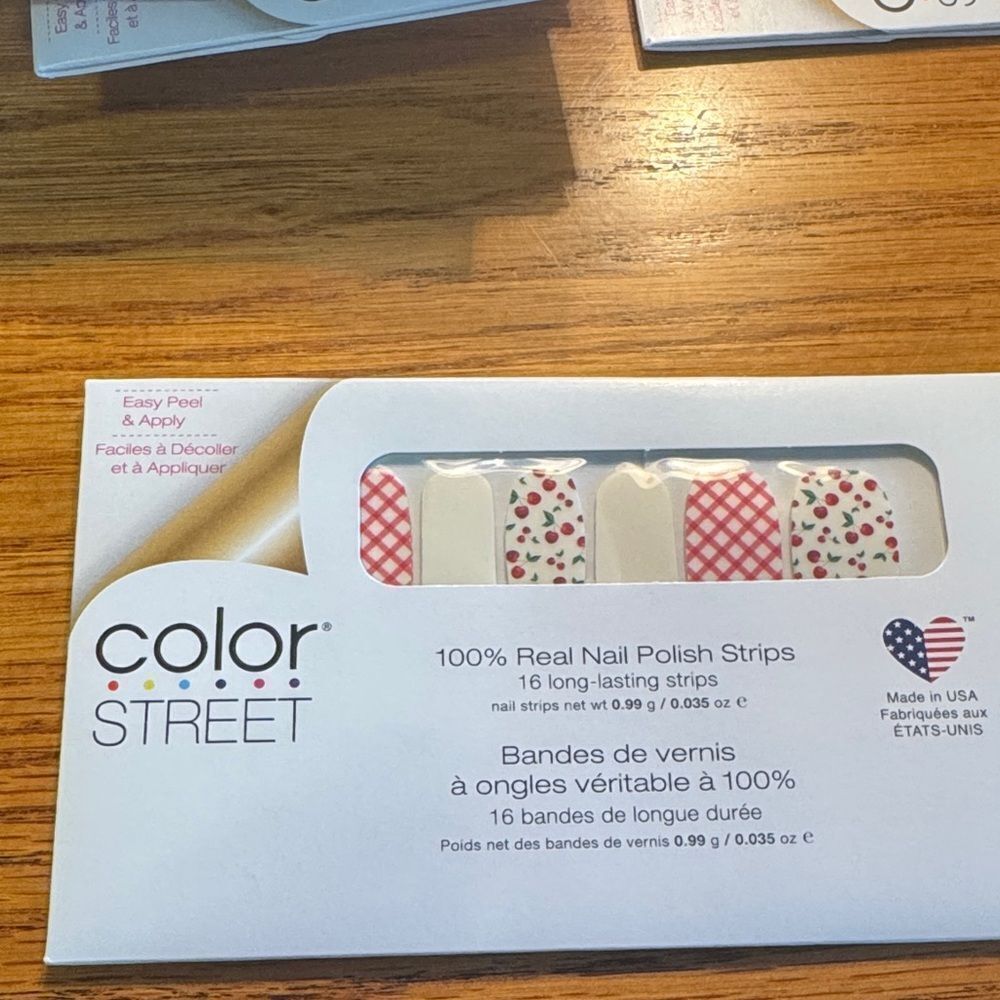 Color Street - nail polish strips - cherries and plaids NWT